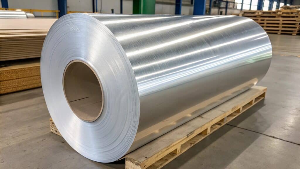 An illustration of the atomic structure of pure aluminum, showing a regular lattice of aluminum atoms bonded metallically.